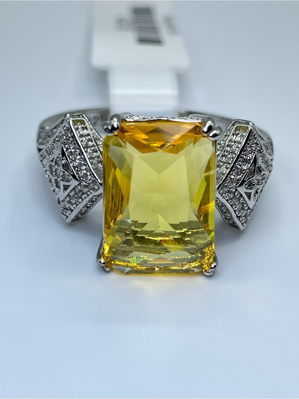 Swarovski Crystal Elements Yellow Swarovski Crystal Art Deco Statement Ring Sz 7